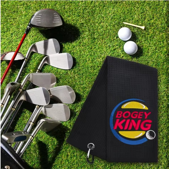 Mikrofiber Golfhandduk med Brodyr – Waffle Struktur, Karbinhake & Trippelvik – 40x60 cm