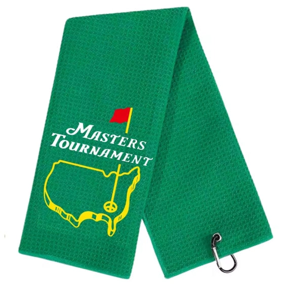 Mikrofiber Golfhandduk med Brodyr – Waffle Struktur, Karbinhake & Trippelvik – 40x60 cm