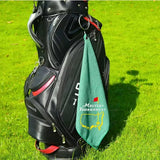 Mikrofiber Golfhandduk med Brodyr – Waffle Struktur, Karbinhake & Trippelvik – 40x60 cm