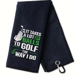 Mikrofiber Golfhandduk med Brodyr – Waffle Struktur, Karbinhake & Trippelvik – 40x60 cm