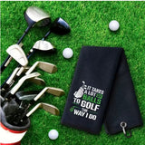 Mikrofiber Golfhandduk med Brodyr – Waffle Struktur, Karbinhake & Trippelvik – 40x60 cm