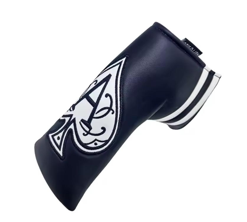 Svart Golf Blade Putter Cover – Spaderbroderi i Vattentätt PU-läder med Mjuk Plyschinsida